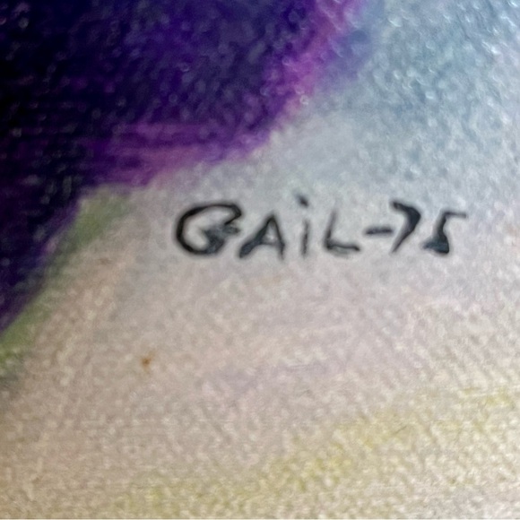 1975 Vintage Framed Floral Painting Signed By Mary Gail 27/32 Inch - Picture 8 of 16